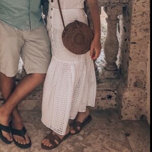 Eyelet Button-Down Skirt